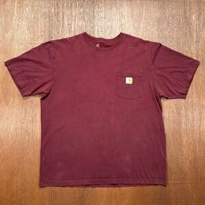 Carhartt K87 Pocket T-Shirt Burgundy Port Original Fit Cotton Tee L K87-PRT